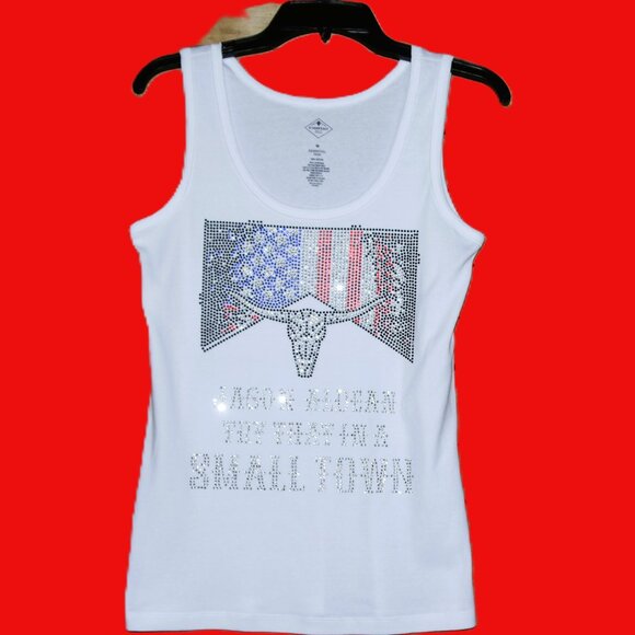 Jason Aldean Rhinestone  bling white sleeveless tank top  XS,S,M,L,XL,XX… - Picture 1 of 8